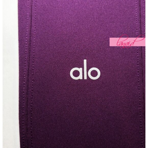Alo Airbrush High-Waist Enso Leggings Dark Plum Stirrups Hi-Rise Waist Tights L - Picture 13 of 16